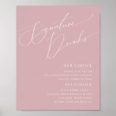 Wuftige Script Stof Roze Handtekening Dranken Bord Poster (Voorkant)
