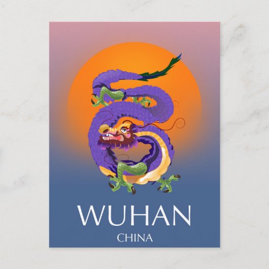 Wuhan China Draak reisposter Briefkaart (Voorkant)