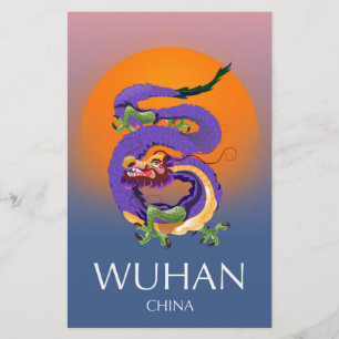 Wuhan China Draak reisposter Briefpapier