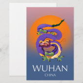 Wuhan China Draak reisposter Briefpapier (Voorkant / Achterkant)