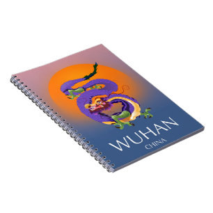 Wuhan China Draak reisposter Notitieboek
