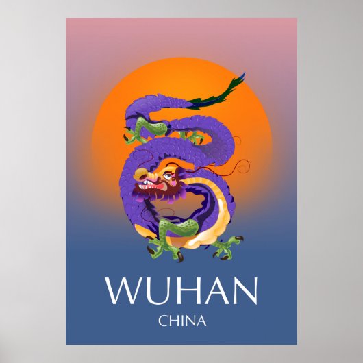 Wuhan China Draak reisposter Poster (Voorkant)