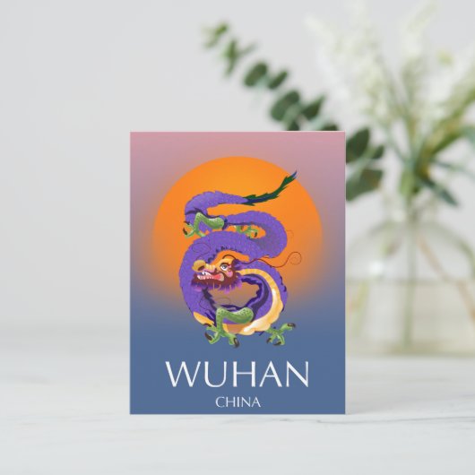Wuhan China Dragon-reisposter Briefkaart (Staand voorkant)
