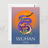 Wuhan China Dragon-reisposter Briefkaart (Voorkant / Achterkant)