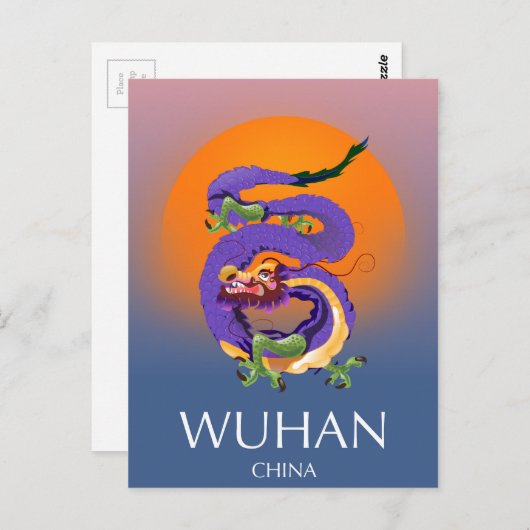 Wuhan China Dragon-reisposter Briefkaart (Voorkant / Achterkant)