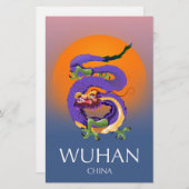 Wuhan China Dragon-reisposter Briefpapier (Voorkant / Achterkant)