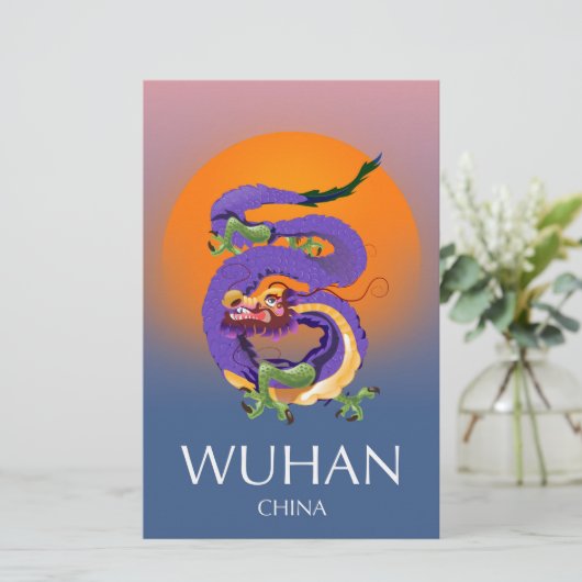 Wuhan China Dragon-reisposter Briefpapier (Staand voorkant)