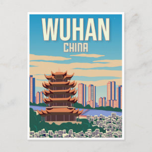 Wuhan china Vintage reizen retro toerisme Briefkaart