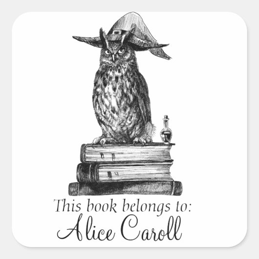 Wuil van de bibliotheek vierkante sticker (Voorkant)