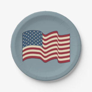 Wuivende Amerikaanse vlag papier Borden Papieren Bordje