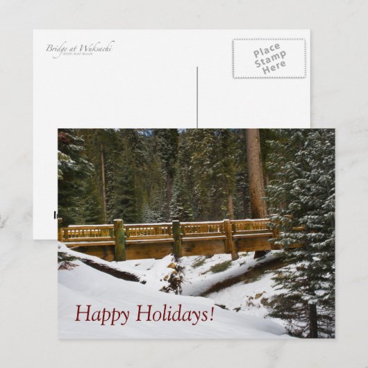 Wuksachi-brug vakantieansichtkaart feestdagenkaart (Voorkant / Achterkant)