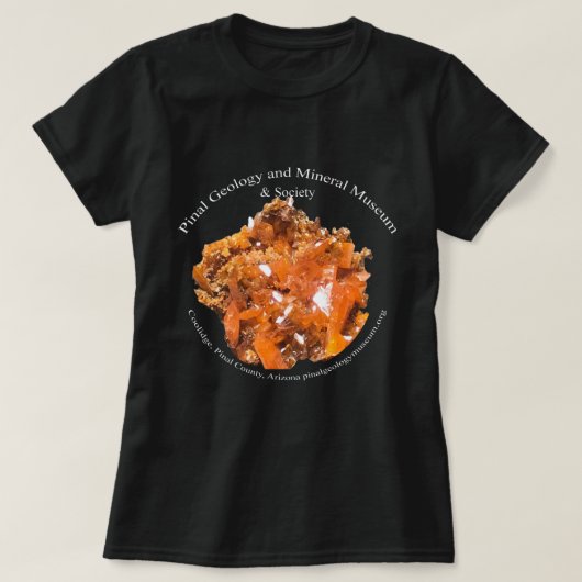 Wulfenite Logo van het Pinaal Geologisch Museum T-shirt (Design voorkant)