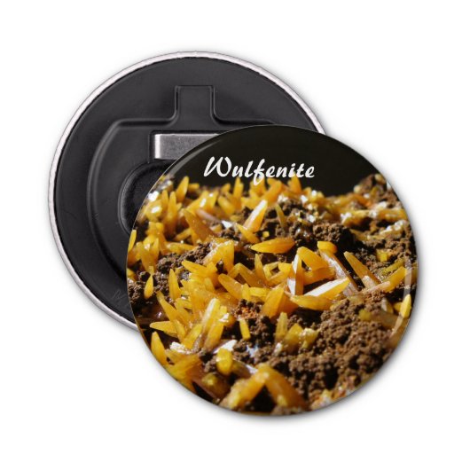 Wulfenite Mineral Foto Button Flesopener (Voorkant)