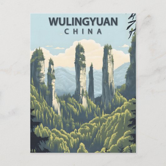 Wulingyuan China Vintage Travel Briefkaart (Voorkant)