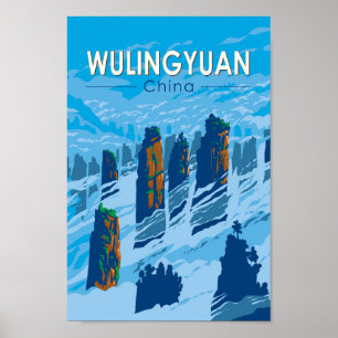 Wulingyuan Schilderachtig Gebied China Travel Art  Poster