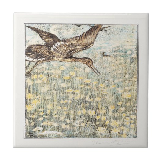 Wulp Vogel Nederlandse Victoriaanse Kunst Tegeltje (Voorkant)