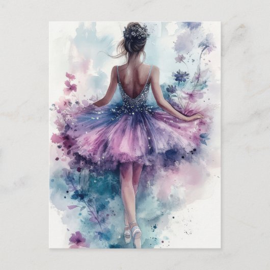 Wunderschöne Aquarell Ballerina im Tutu  Briefkaart (Voorkant)