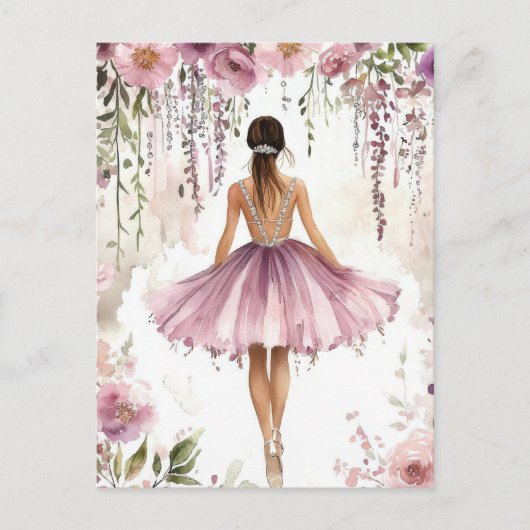 Wunderschöne Aquarell Ballerina im Tutu  Briefkaart (Voorkant)