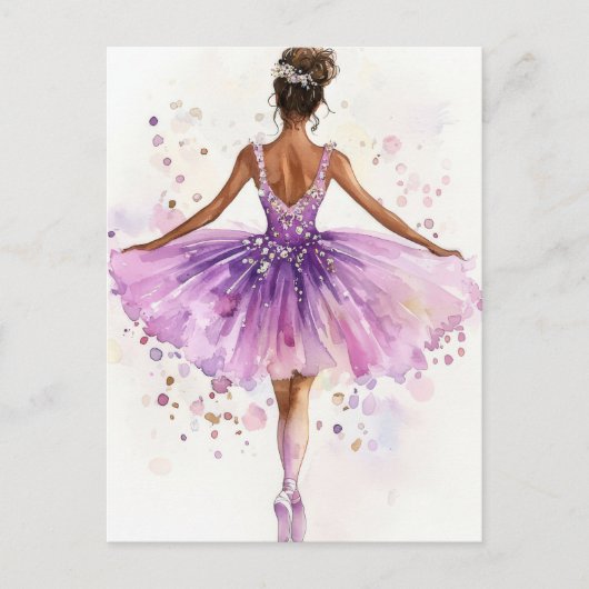 Wunderschöne Aquarell Ballerina im Tutu Briefkaart (Voorkant)