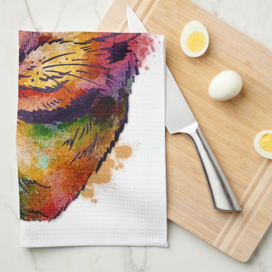 Wunderschöne Katze in Aquarell gemalt Theedoek (Quarter Fold)