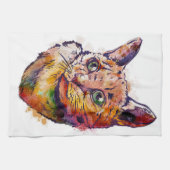 Wunderschöne Katze in Aquarell gemalt Theedoek (Horizontaal)