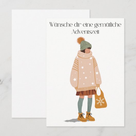Wünsche dir eine gemütliche Adventszeit Bedankkaart (Voorkant / Achterkant)