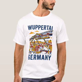 Wuppertal Duitsland Hangspoorweg Stadssilhouet T-shirt