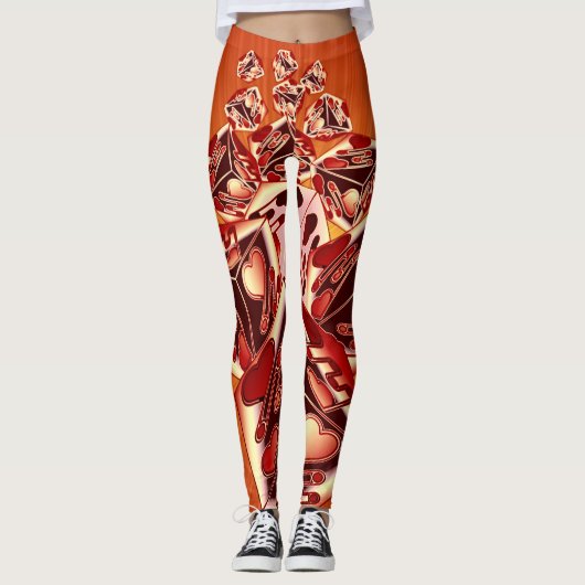 Würfel der Liebe mit Herzen Leggings (Voorkant)