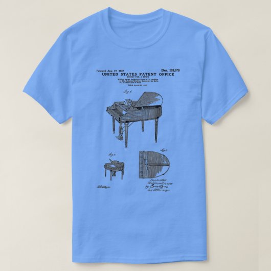 Wurlitzer Piano Patent Black (2) T-shirt (Design voorkant)