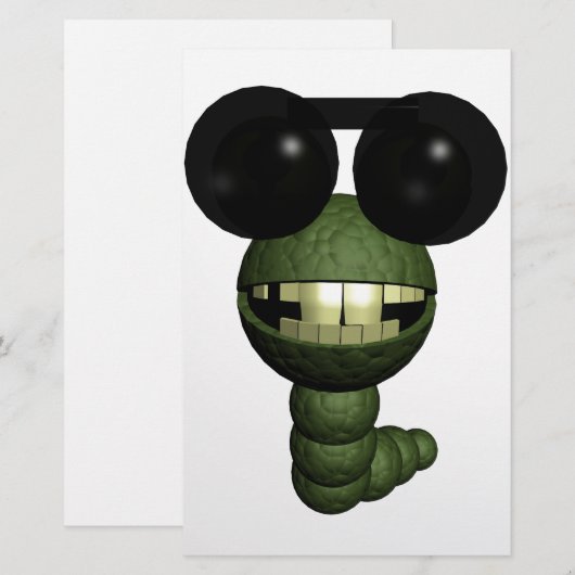 Wurm mit Sonnenbrille Briefpapier (Voorkant / Achterkant)