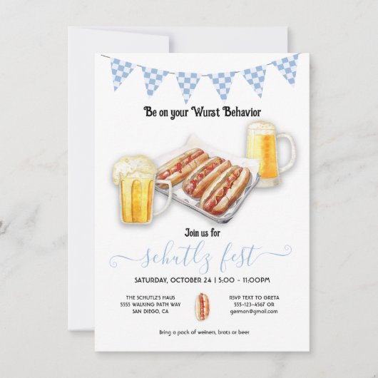 Wurst gedrag Oktoberfest Party Kaart (Voorkant)