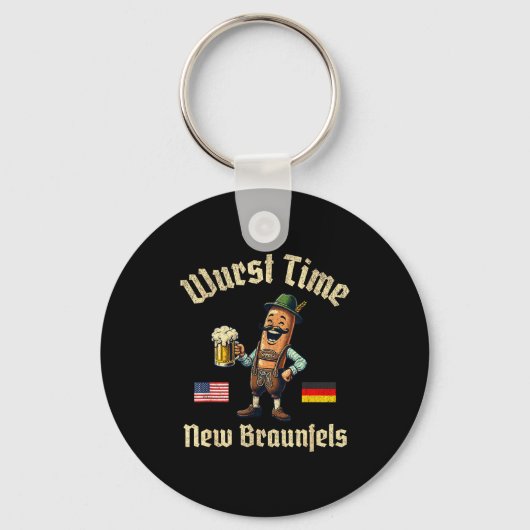Wurst Tijd Wurst Feest Duits Bier Festival Nieuw B Sleutelhanger (Voorkant)