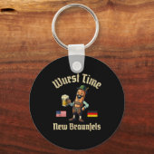 Wurst Tijd Wurst Feest Duits Bier Festival Nieuw B Sleutelhanger (Voorkant)