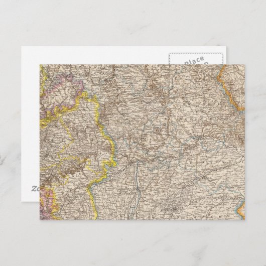 Wurttemberg, Bayern Atlas Map of Germany Briefkaart (Voorkant / Achterkant)