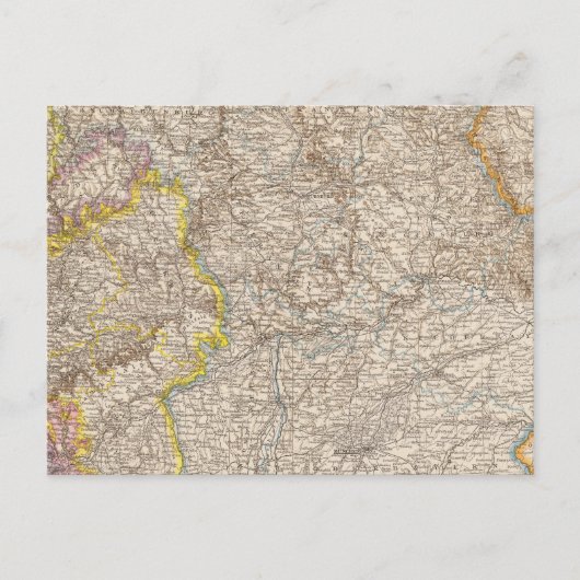 Wurttemberg, Bayern Atlas Map of Germany Briefkaart (Voorkant)