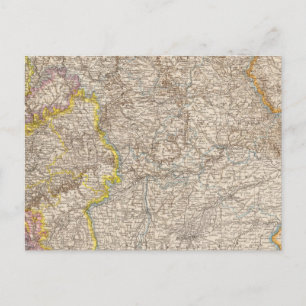 Wurttemberg, Bayern Atlas Map of Germany Briefkaart