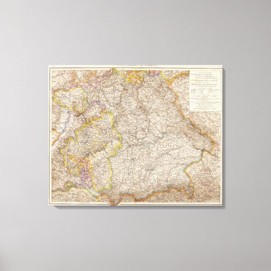 Wurttemberg, Bayern Atlas Map of Germany Canvas Afdruk (Voorkant)