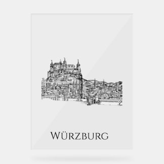 Würzburg Beieren Stadsgezicht Minimalistische Lijn Acryl Bord