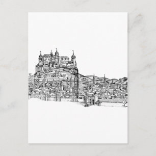 Würzburg Beieren Stadsgezicht Minimalistische Lijn Briefkaart