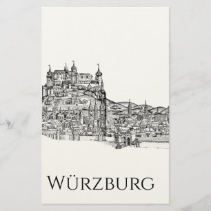 Würzburg Beieren Stadsgezicht Minimalistische Lijn Briefpapier