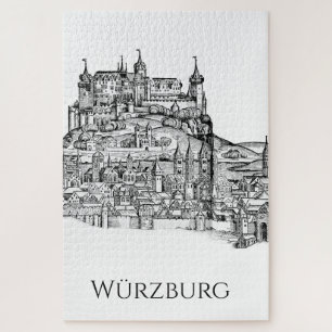 Würzburg Beieren Stadsgezicht Minimalistische Lijn Legpuzzel