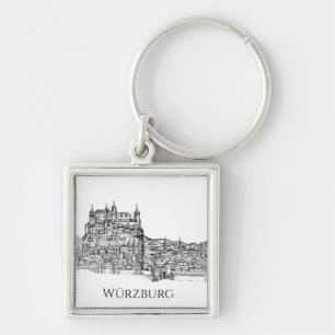 Würzburg Beieren Stadsgezicht Minimalistische Lijn Sleutelhanger