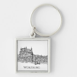 Würzburg Beieren Stadsgezicht Minimalistische Lijn Sleutelhanger