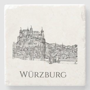 Würzburg Beieren Stadsgezicht Minimalistische Lijn Stenen Onderzetter
