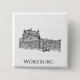 Würzburg Beieren Stadsgezicht Minimalistische Lijn Vierkante Button 5,1 Cm