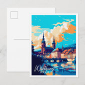 Wurzburg Duitsland vintage reisillustratie Briefkaart (Voorkant / Achterkant)