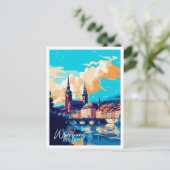 Wurzburg Duitsland vintage reisillustratie Briefkaart (Staand voorkant)