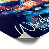 Wurzburg Duitsland vintage reisillustratie Poster (Hoek)