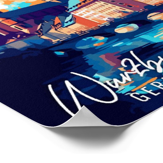 Wurzburg Duitsland vintage reisillustratie Poster (Hoek)