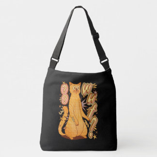 Wut? / Een Oranje kattenillustratie Crossbody Tas